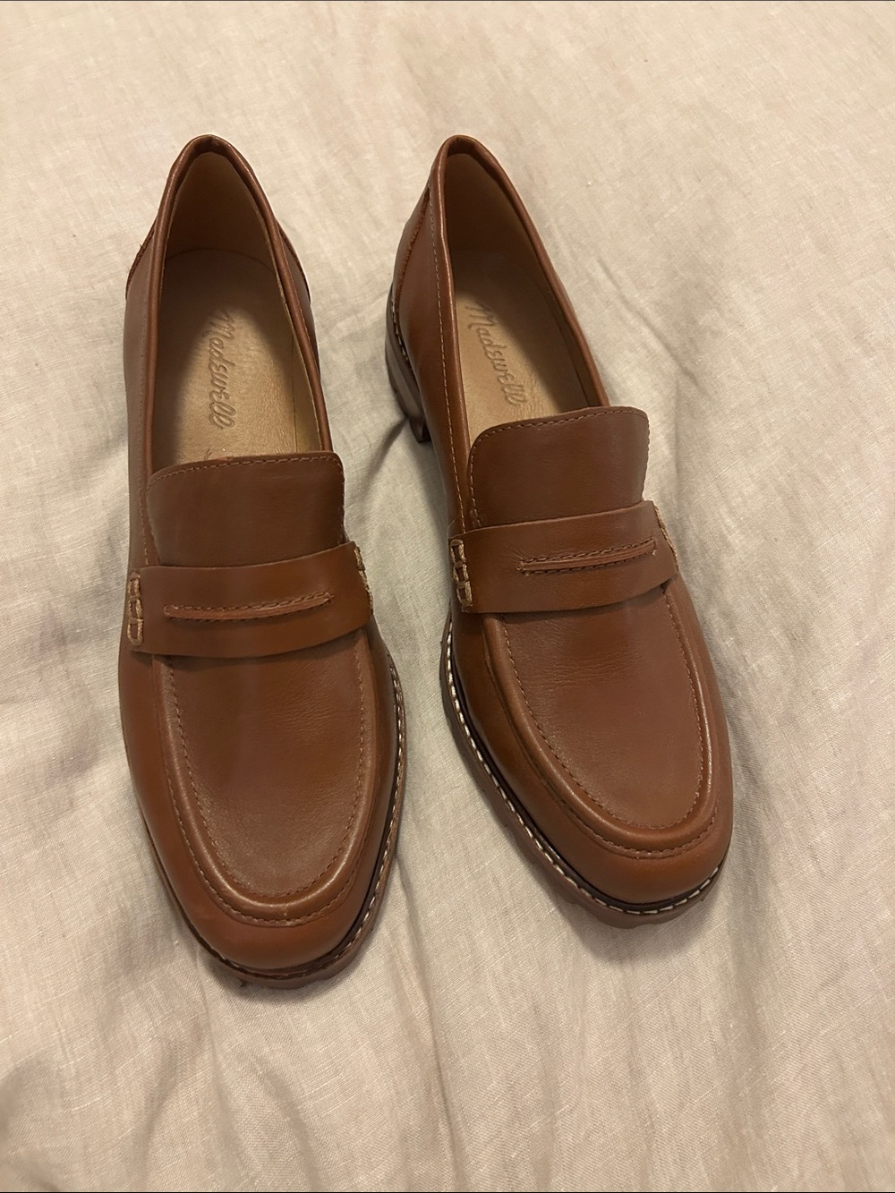 Madewell Tan Leather Penny Loafers